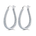White Metal Teardrop Pavé Clear Stone Hoop Earrings Alloy view 3