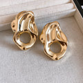 Sculptural Open Oval Earrings in Gold and Silver Tones view 6