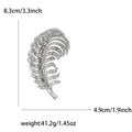 Large Curved Crystal Feather Brooch in Silver or Gold Tone view 6