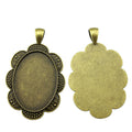 Antique Bronze Scalloped Oval Cabochon Pendant Setting view 2