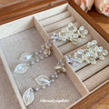 White Pearl Flower Duckbill Hair Clips Bead Dangle Style view 2