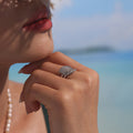 Zircon Pave Leaf Open Ring Stainless Steel Two Finishes view 4
