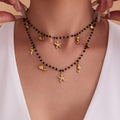 Black Crystal Bead Ocean Charm Necklace Starfish Seahorse view 4