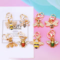 Four Mixed Jeweled Bee Keychains with Pink and Red Clasp Free Loops view 5