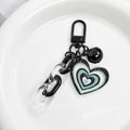 Glitter Heart Charm Keychain With Bell And Acrylic Chain view 6