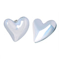 Puffy Heart Stud Earrings Iridescent Silver Steel Finish view 5
