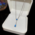Silver Blue Zirconia Teardrop Pendant Necklace Two Styles view 7
