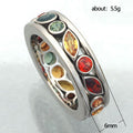 Silver Tone Multicolor Round Stone Eternity Style Ring view 5