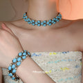 Gold Pearl X And Turquoise Necklace Bracelet Stud Styles view 2