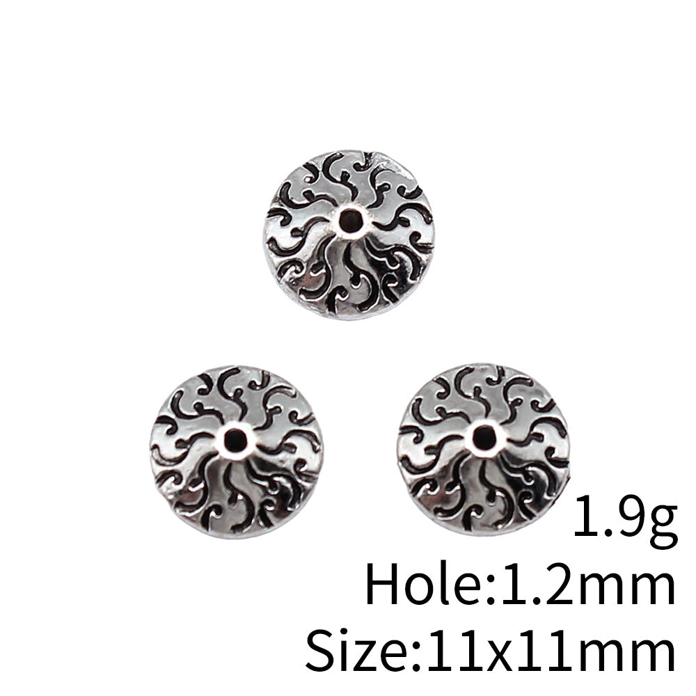 11x11mm 1.9g Antique Silver Zinc Alloy Carved Pattern Small Hole Spacer Beads for DIY Jewelry