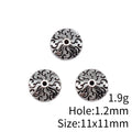 Ornate Round Disc Spacer Beads in Antique Silver Metal view 4