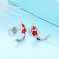Koi Fish Open Ring and Stud Earrings Silver and Gold Tone view 6