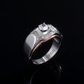 Two Tone Wide Square Center Stone Statement Ring With Polished Clear Stone Detail view 2