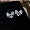 Silver Butterfly Pearl Y Necklace Bow Flower Stud Earrings view 6