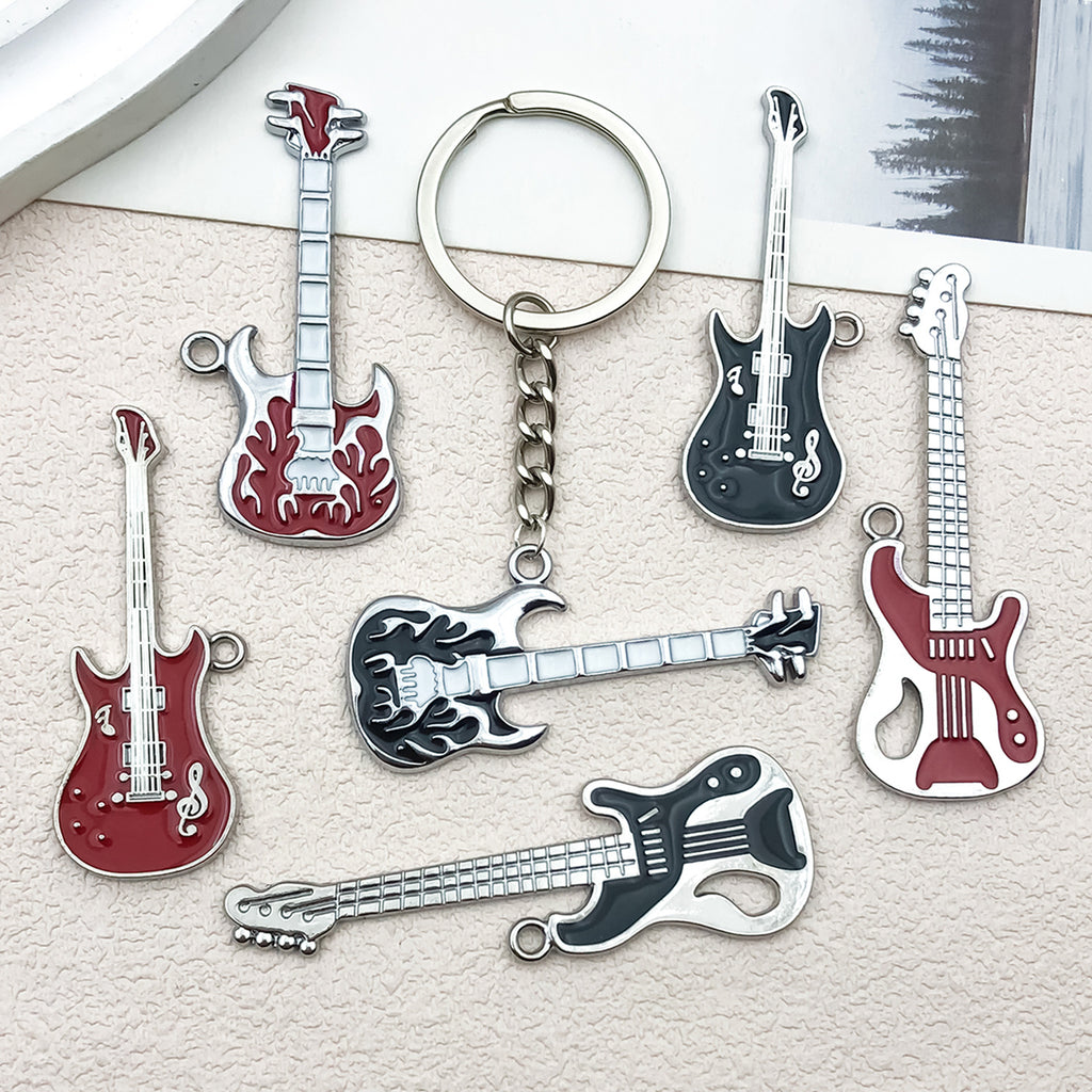 Color Enamel Zinc Alloy Guitar Instrument Charm Pendant for DIY Earring Necklace Keychain