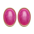 Pink Resin Oval Stud Earrings and Matching Gold Ring view 5