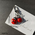 Red Double Ladybug Charm with Silver Tone Lobster Clasp view 4
