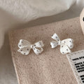 Silver Openwork Bow Stud Earrings Jewelry Pair Drop Design view 2