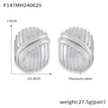 Multi-Line Geometric Oval Stud Earrings Gold Steel Titanium view 7