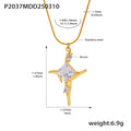 Starburst Zircon Pendant Snake Chain Necklace Stainless Steel view 7