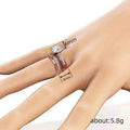 Round Clear Solitaire Engraved Three-Ring Set Rose Gold Tone view 4