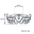 Silver Angel Wings Open Heart Band Ring Sizes 6-10 view 3