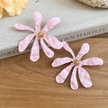 Crinkled Petal Flower Stud Earrings in Five Color Styles view 7