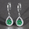 Silver Tone Teardrop Halo Leverback Drop Earrings Four Colors view 8