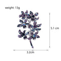 Blue Red and Purple Crystal Floral Branch Metal Brooch Pin view 2