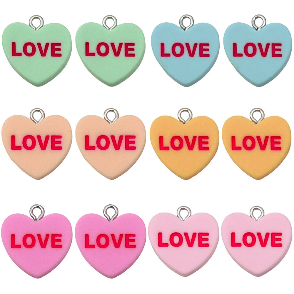 Resin Valentine Love Letter Heart Charm Pendant for DIY Phone Strap Earrings Jewelry Making