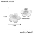 Five Petal Flower Stud Earrings Gold and Steel Finishes view 6