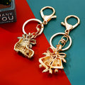 Christmas Boot Bell and Snowflake Keychains with Crystal and Pearl Details view 4
