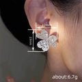 Crystal Three Leaf Clover Stud Earrings in Silver Tone view 4