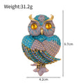 Aqua Gold Tone Owl Crystal Enamel Two Designs Metal Brooch Pin view 3