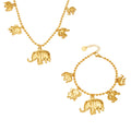 Gold Elephant Charm Ball Chain Bracelet Necklace Set view 5