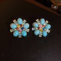 Colorful Stone and Crystal Fringe Earrings in Two Designs view 7