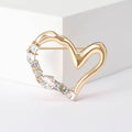 Asymmetric Double Heart Brooch with Crystal Accents in Two Tones view 2