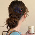 Navy Blue BB Snap Hair Clip Red Heart Tip One Style view 2