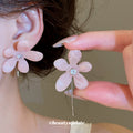 Translucent Flower Threader Earrings in Three Pastel Colors view 3