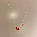Gold Tone Red Horse And Heart Charm Necklace Decorative Jewelry view 4
