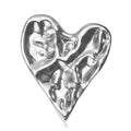 Hammered Irregular Heart Brooch with Polished Metal Finish view 2