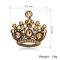 Black Gold Tone Crown Openwork Crystal Metal Brooch Pin view 2