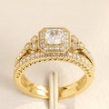 Square Halo Three-Ring Set In Gold, Silver, And Black Finishes view 5