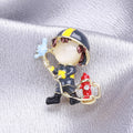Enamel Firefighter Brooch Blue or Red Uniform Hydrant view 4