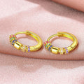 Gold Tone Multicolor Crystal Cluster Huggie Hoop Earrings view 3