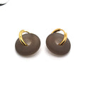 Gold Tone Frosted and Transparent Donut Hoop Earrings view 3