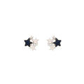 Silver Tone Starburst Navy Five Point Star Center Stud Earrings view 5