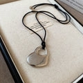 Black Cord Hollow Double Heart Pendant Necklace Styles view 7