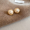 Gold Irregular Pearl Stud Earrings Decorative Jewelry Design view 6