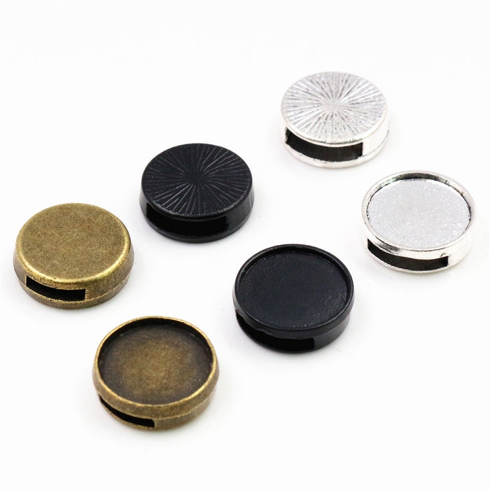 Round Through-Hole Bezel Beads in Three Sizes and Two Finishes